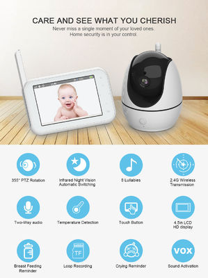 온도 센서와 LCD 디스플레이 2300 mah 무선 비디오 아기 모니터